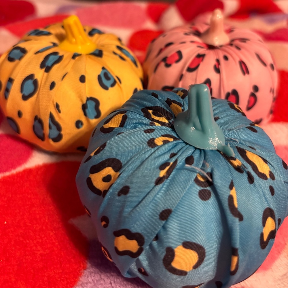 Colorful Leopard Print Plush Pumpkins